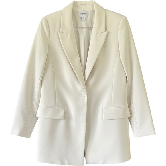 Nine West Jackets & Blazers - Nine West Womens Single Button Blazer White Cream Professional Jacket Size M